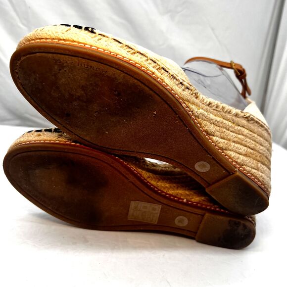 Tory Burch Sandal Women 8M Wedge Espadrilles Ankle Strap Color Block Cruise + - Picture 11 of 16